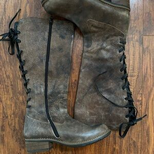Lace up leather boots vintage grey Wolky's size 41 eu zipper side preowned